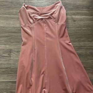 Rose colored Velvet mini dress from urban outfitters